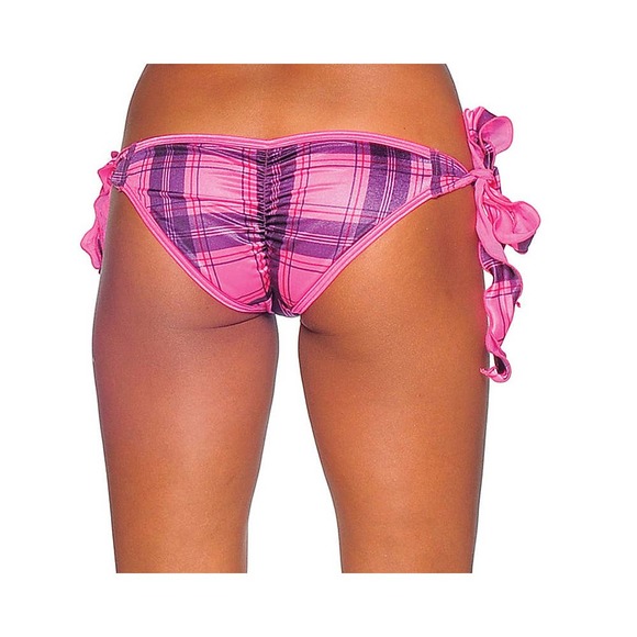 Bodyzone NEW Pink‎ plaid side tie scrunch rio - Picture 2 of 2